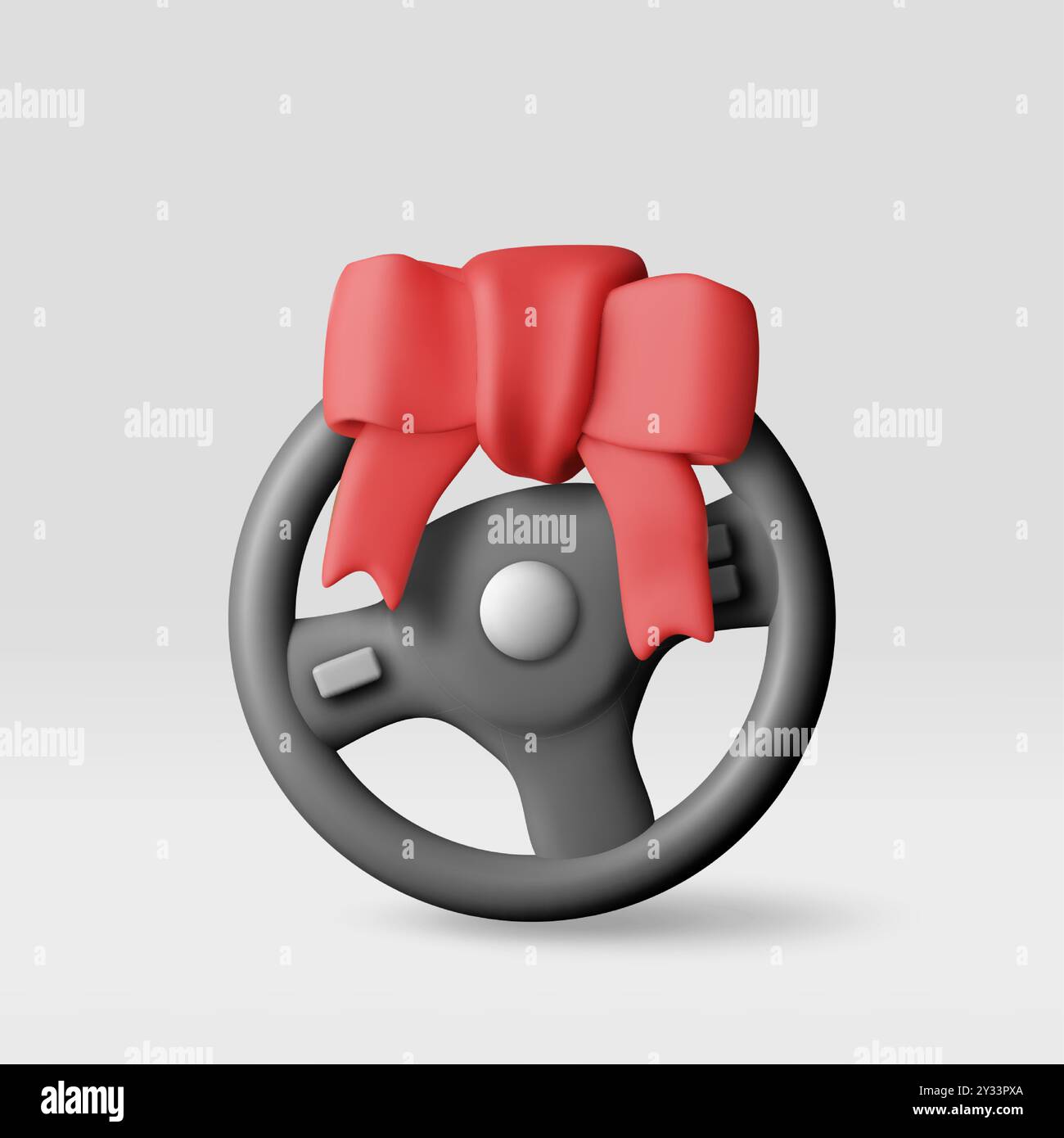 3D car steering wheel with red bow isolated Stock Vector Image & Art ...