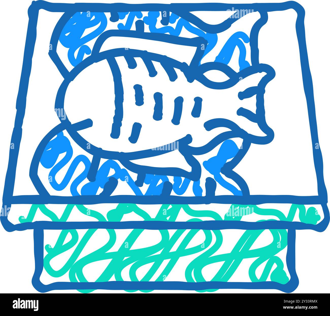 showcase with fish icon doodle illustration Stock Vector Image & Art ...