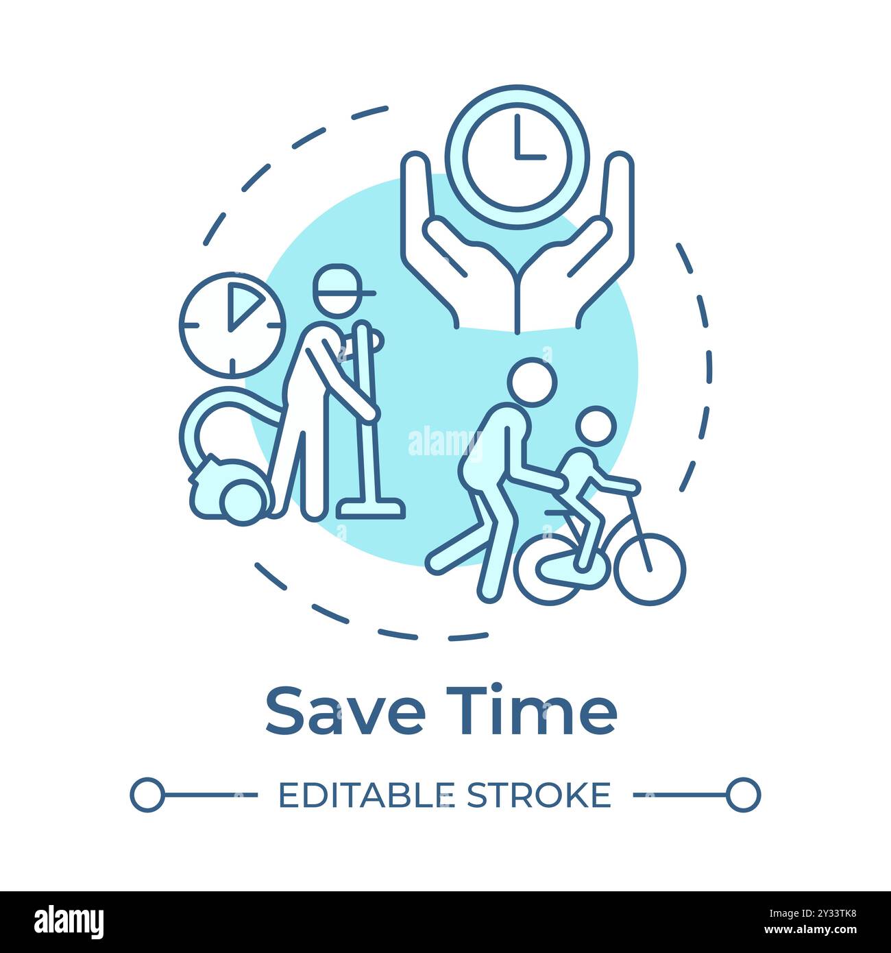 Save time soft blue concept icon Stock Vector