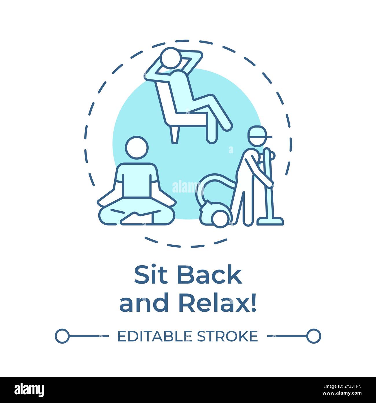 Sit back and relax soft blue concept icon Stock Vector