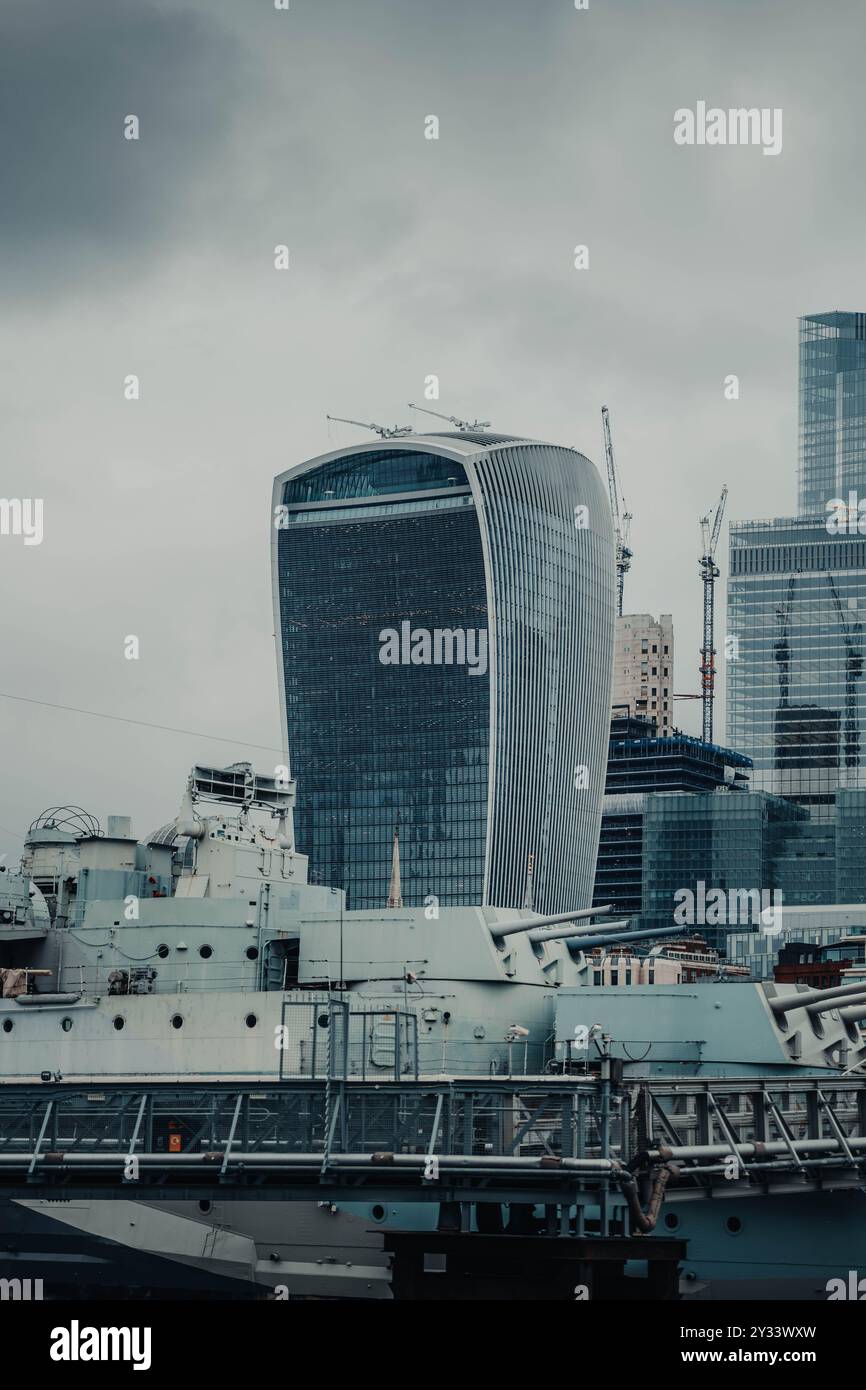 Tower in City of London on cloudy day in London, UK Stock Photo