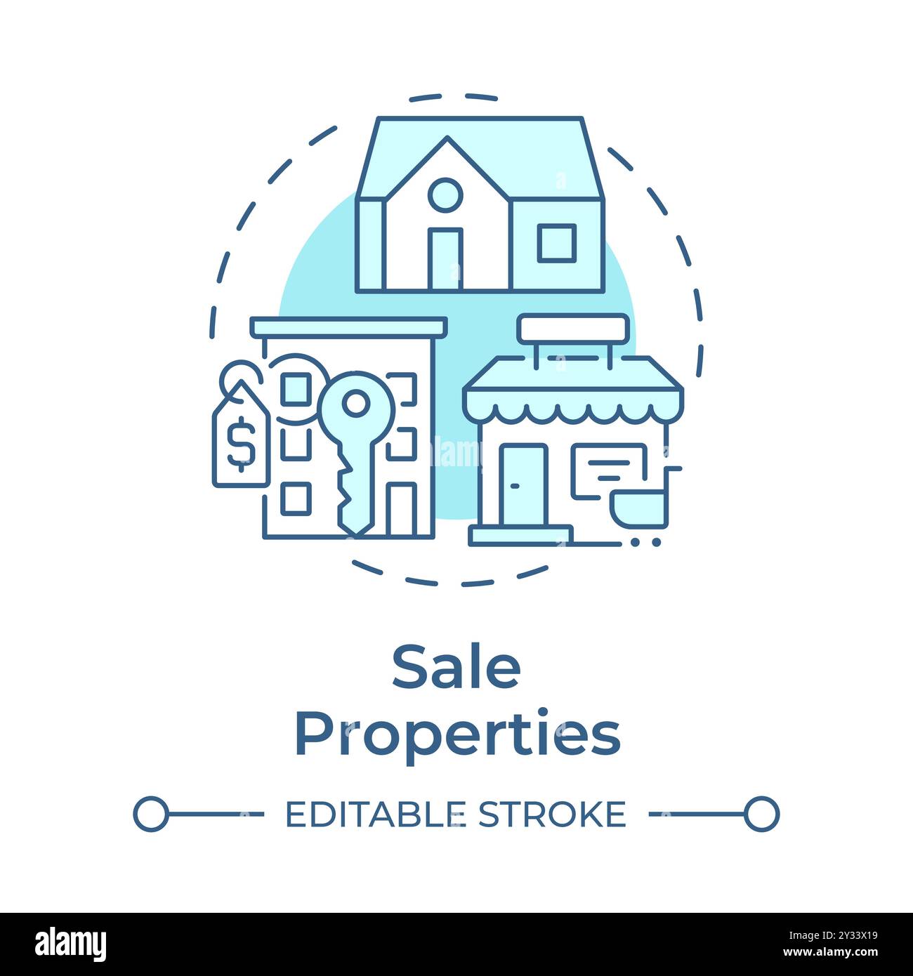 Sale properties soft blue concept icon Stock Vector