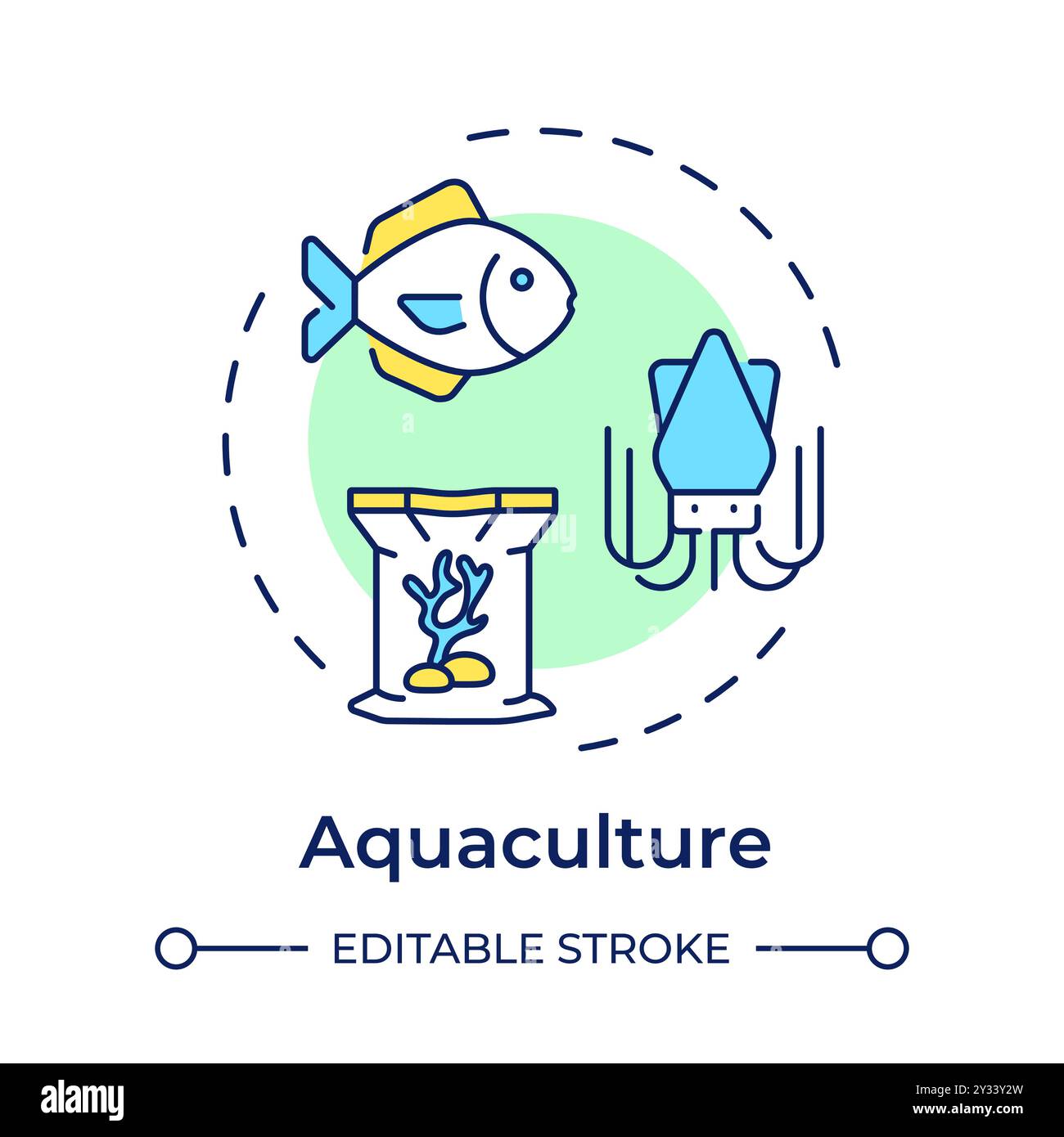 Aquaculture multi color concept icon Stock Vector