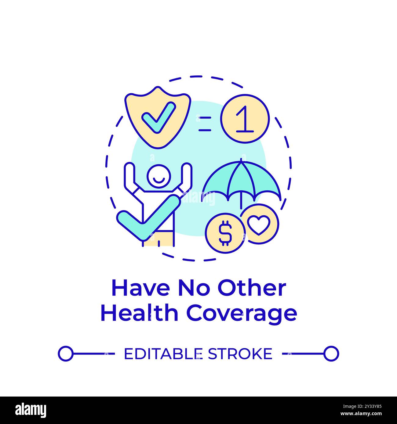 No other health coverage multi color concept icon Stock Vector