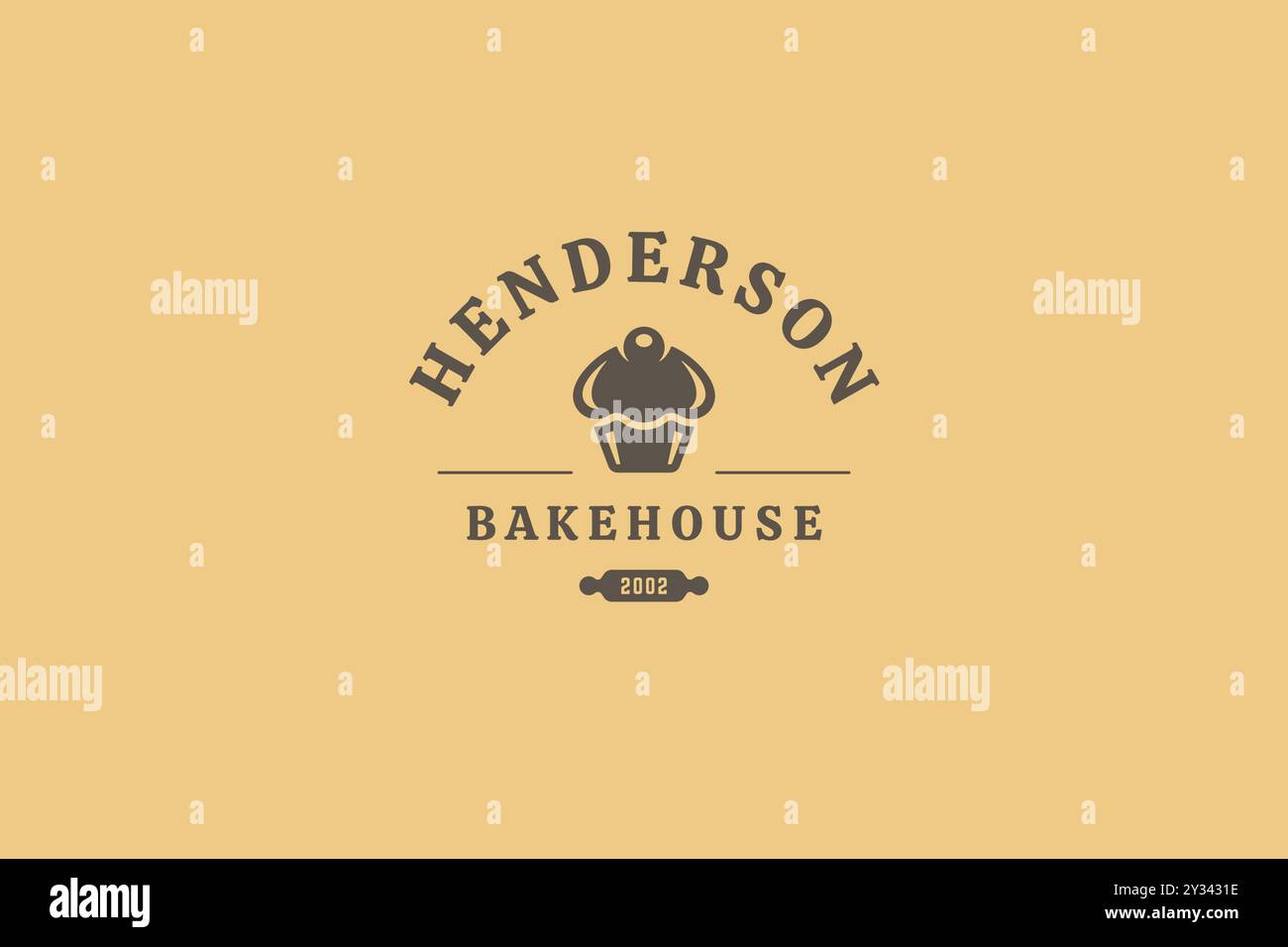 Bakery fresh dessert cupcake retro logo design template vector flat illustration. Bakehouse old style minimalist logotype for bread pastry culinary fo Stock Vector