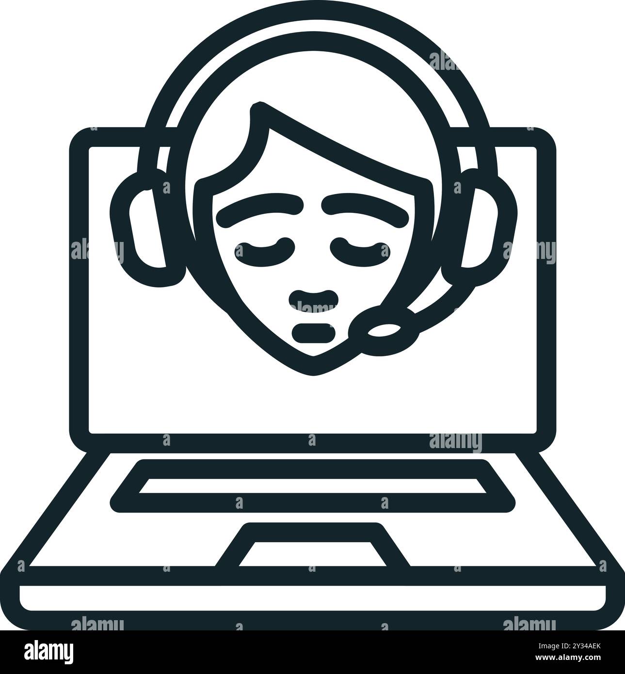 Artificial intelligence is answering questions inside laptop Stock Vector