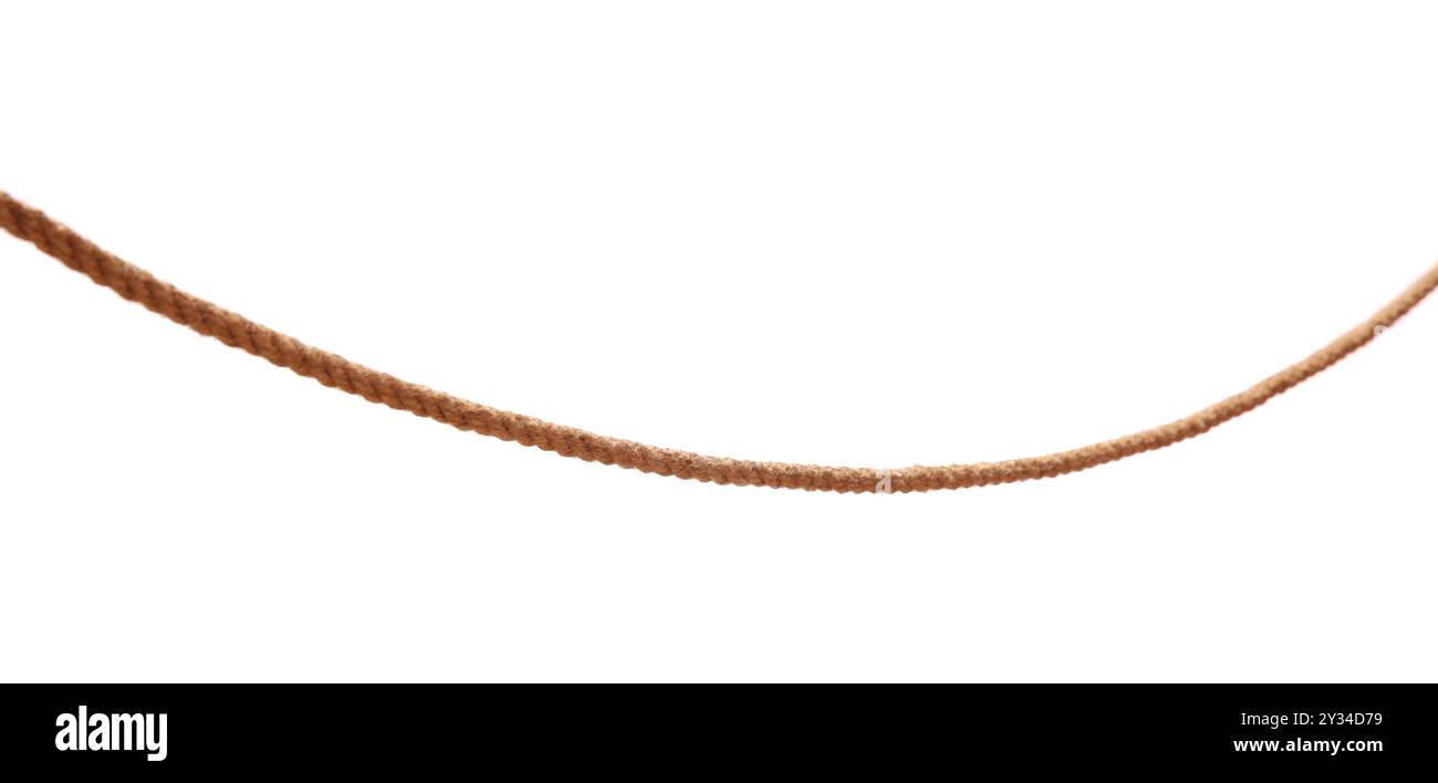 One brown braided rope isolated on white Stock Photo - Alamy
