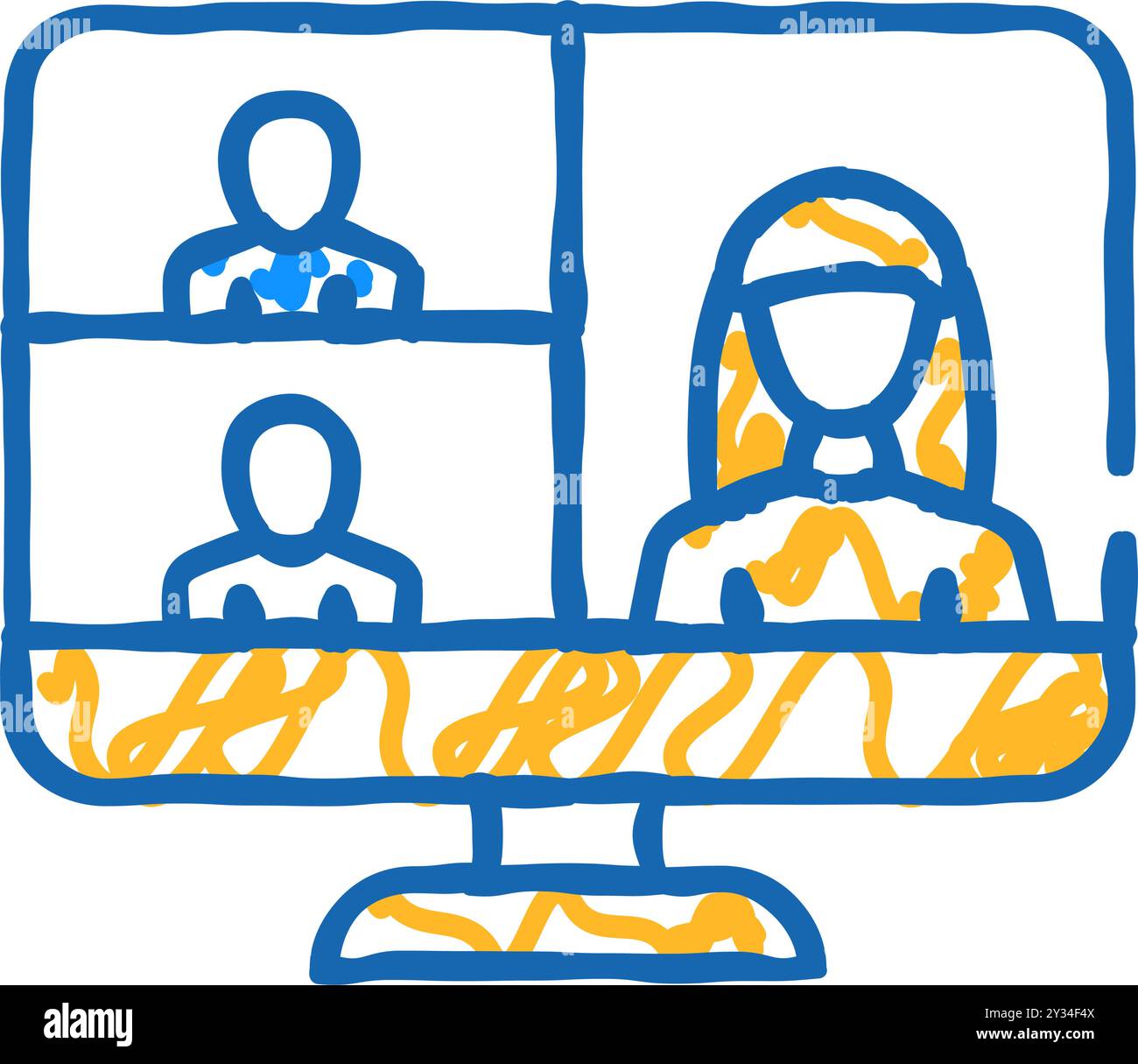 video conference computer software icon doodle illustration Stock ...
