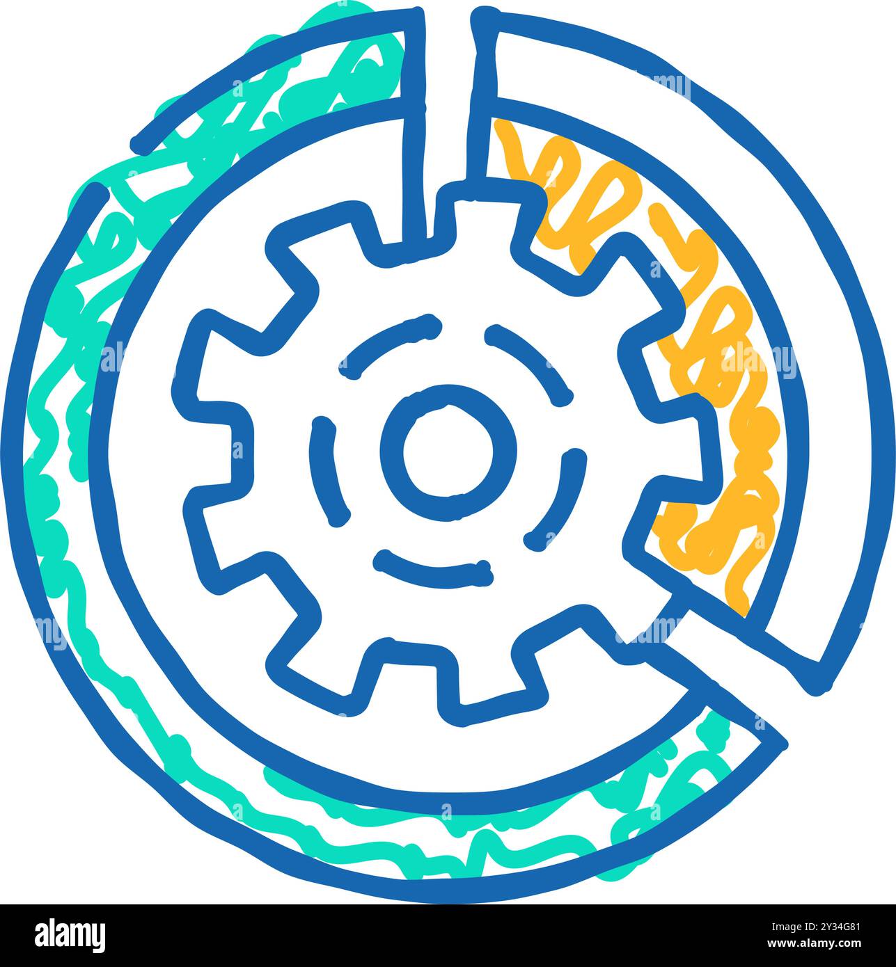 gear working process erp icon doodle illustration Stock Vector Image ...