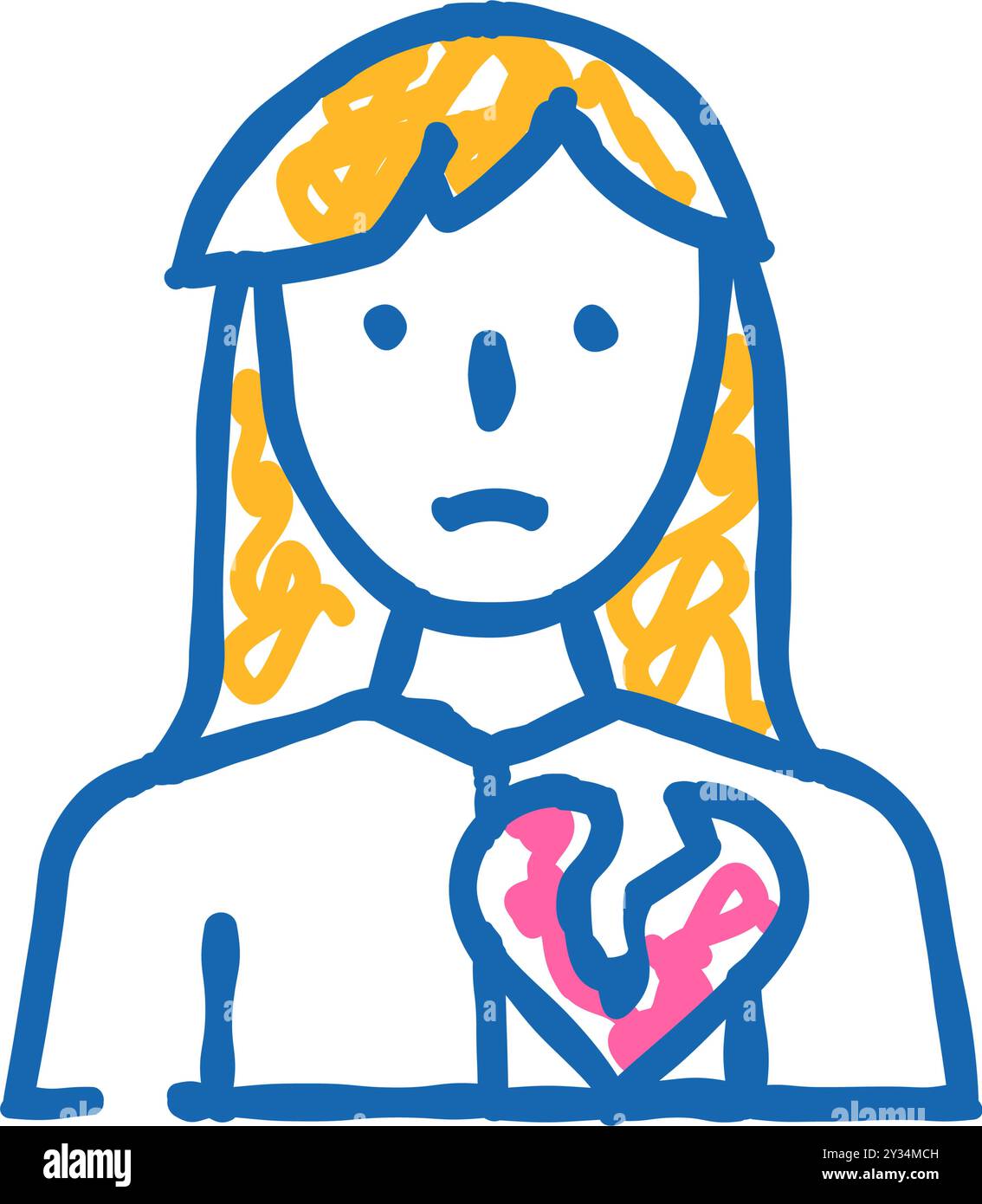 broken heart girl icon doodle illustration Stock Vector Image & Art - Alamy
