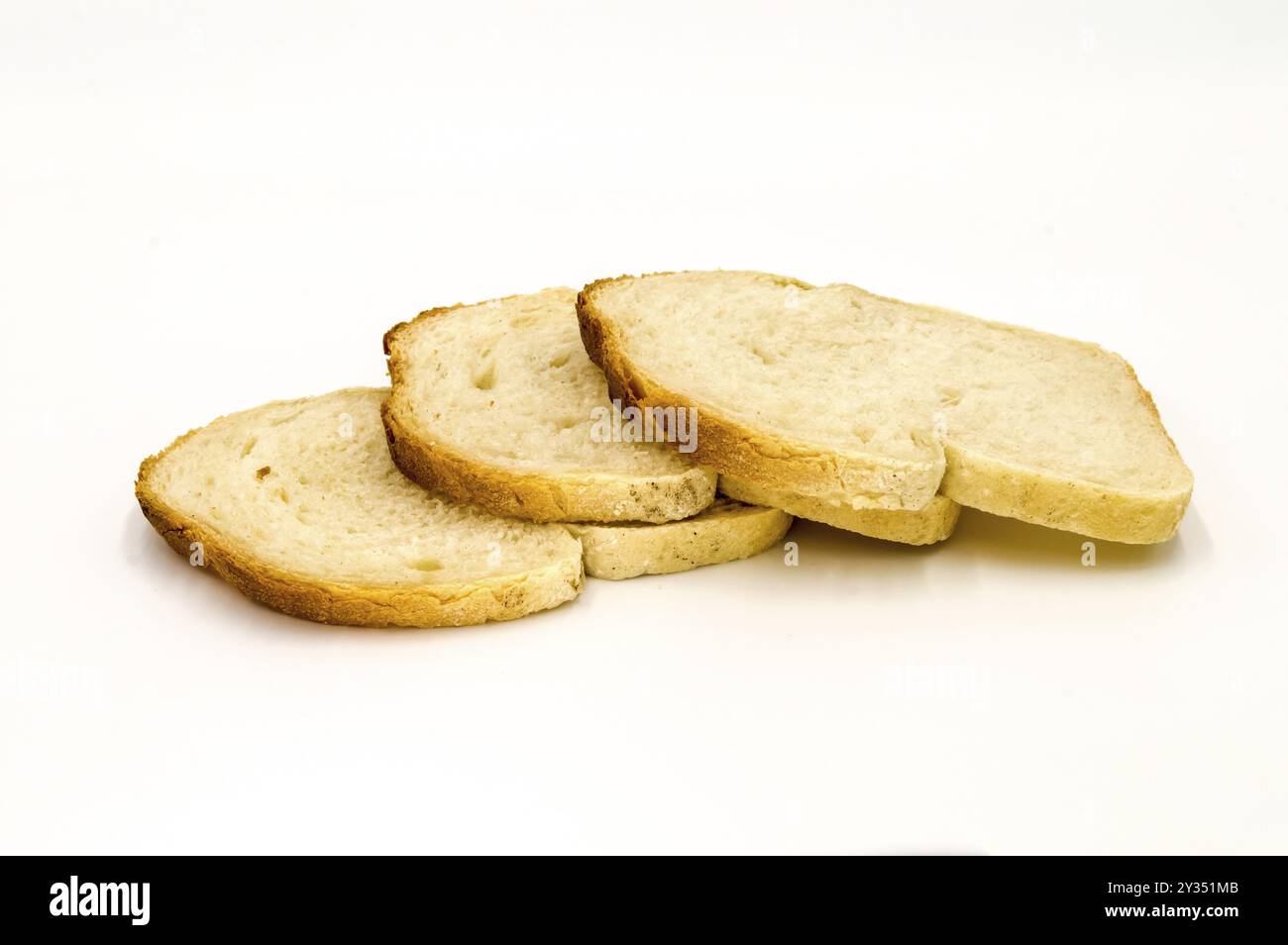 Wheat bread with bran slice. Cooking the dough. Isolated on white background Stock Photo