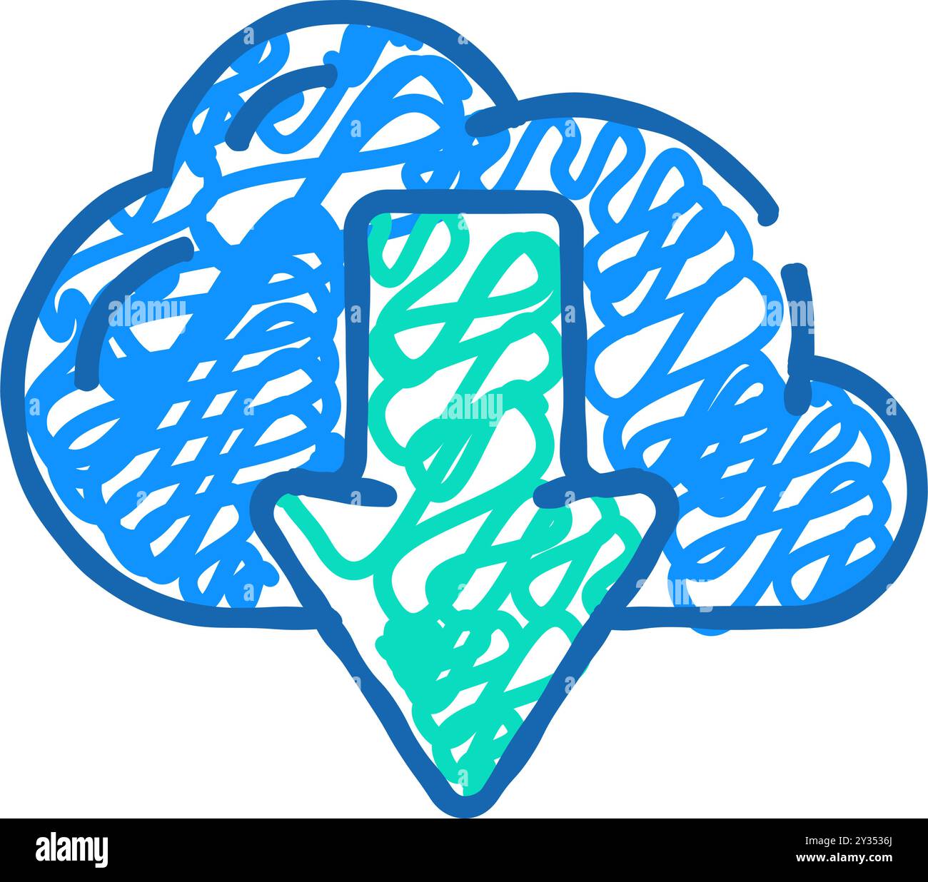 download file from cloud icon doodle illustration Stock Vector Image ...