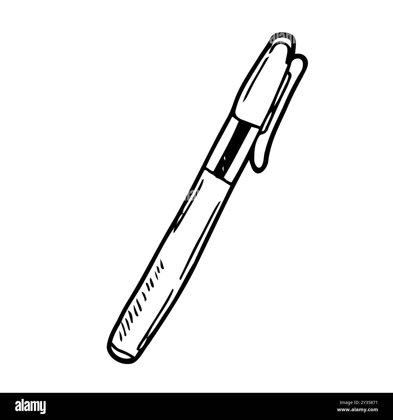 Ballpoint pen Doodle Vector Illustration. Isolated on a white background. Stock Vector