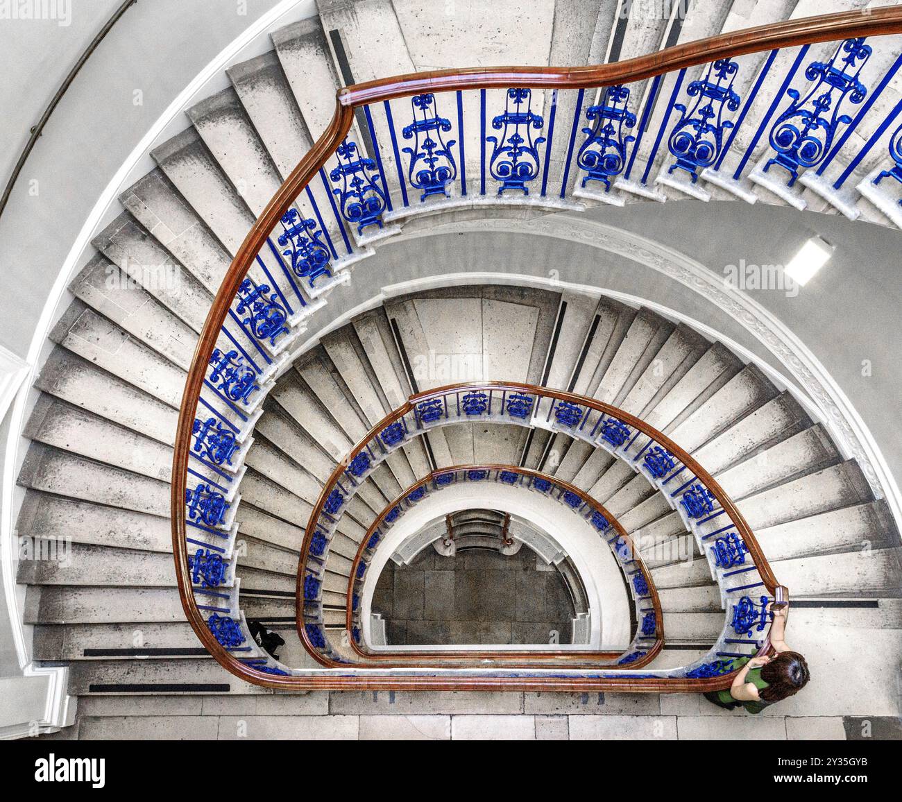 Spiral staircase at Somerset House London UK home of the Courtauld Art Gallery Stock Photo