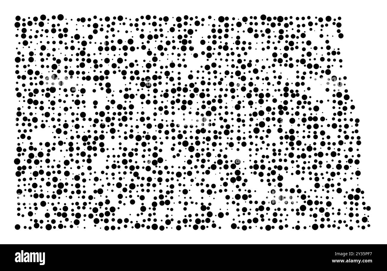 Symbol Map of the State North Dakota - Symbol Map Of The State North Dakota United States Of America Showing The State With A Pattern Of Randomly Distributed Black Circles Of Different Si 2Y35PF7 