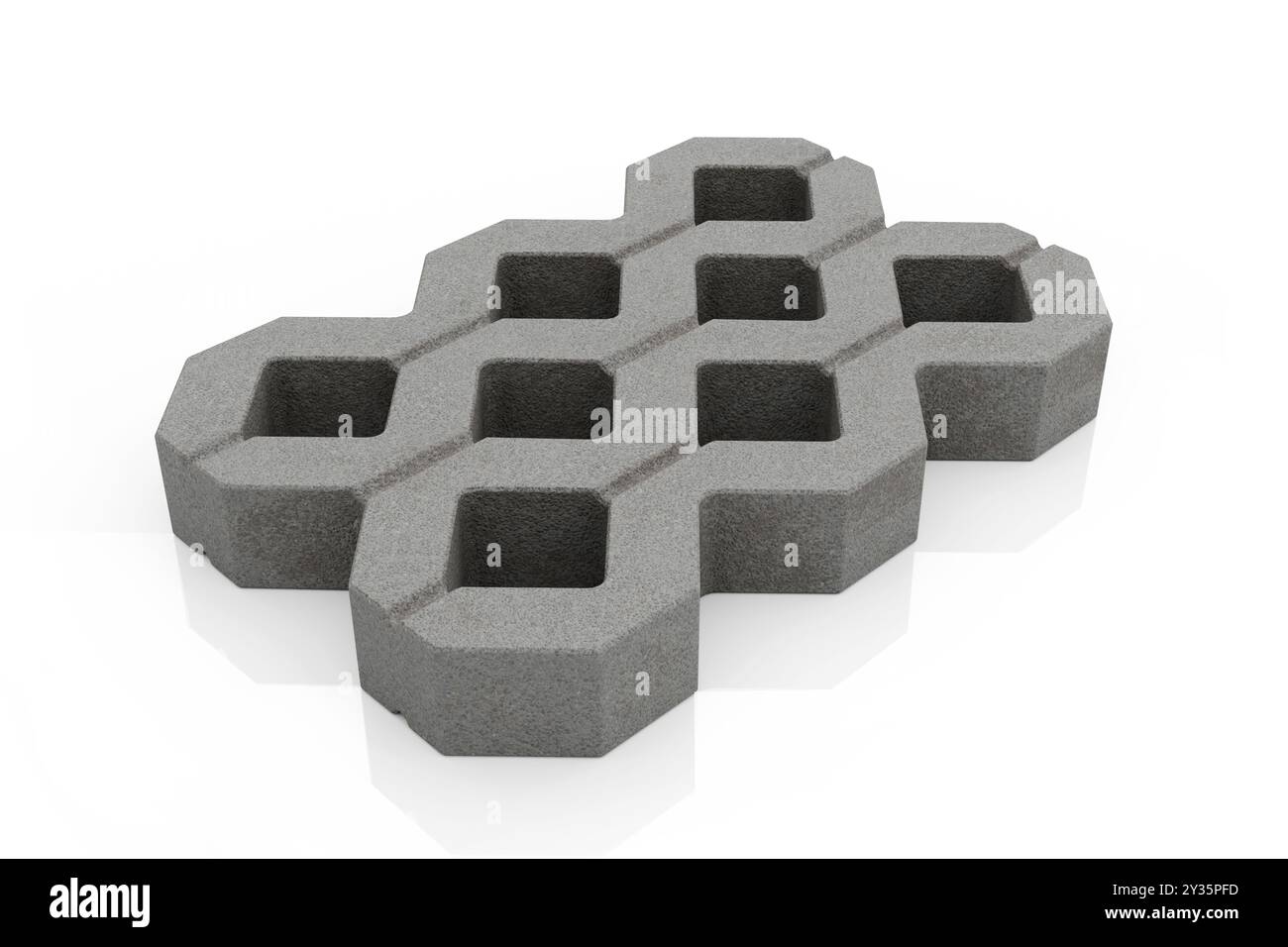 Concrete grass paver. Single openwork grid plate isolated on white ...