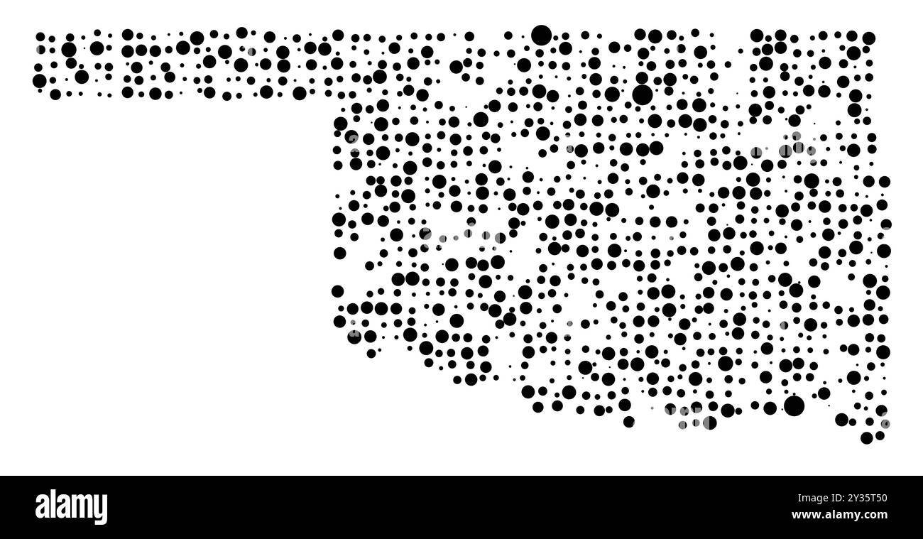 Symbol map of the state oklahoma united states of america showing the
