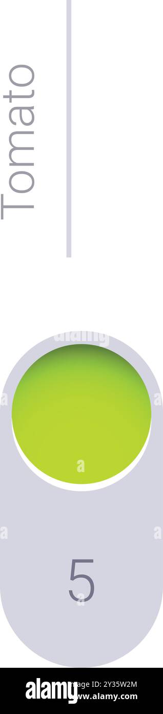 Simple icon showing a five stage ripeness scale for tomatoes, at stage ...
