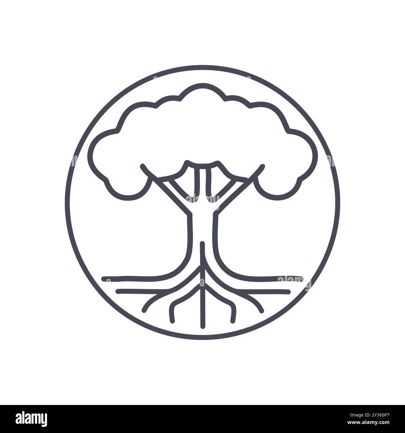 Tree roots icon. Outline icon of a tree with roots, symbolizes growth ...