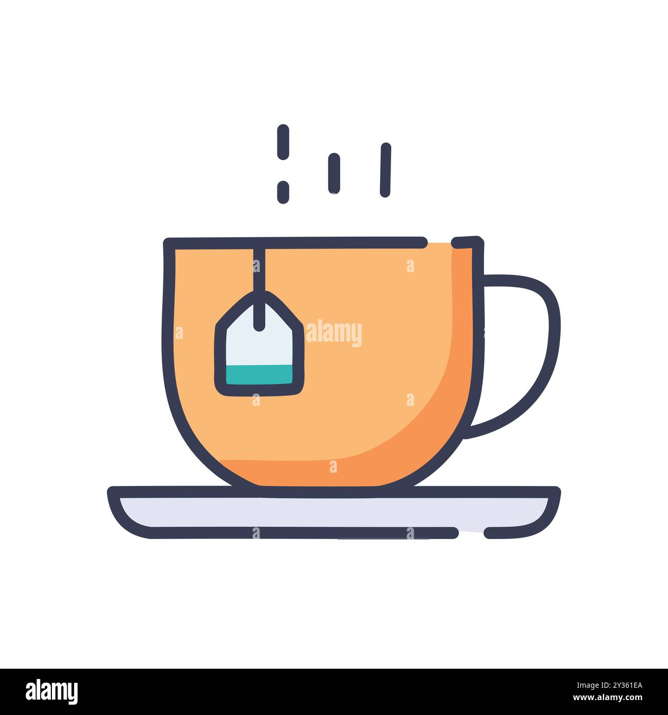 Hot tea cup. A cup of tea with a teabag, perfect for a relaxing break. Stock Vector