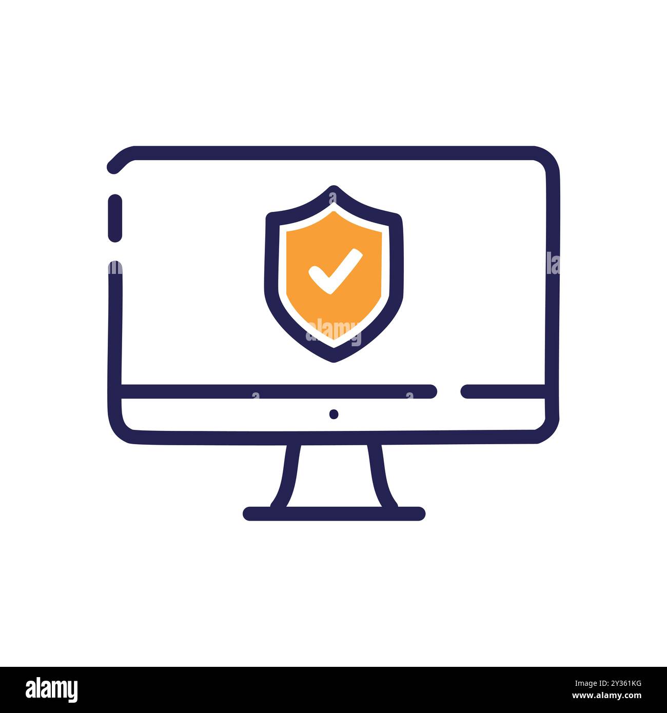 Secure computer icon. Computer monitor with a shield and checkmark ...