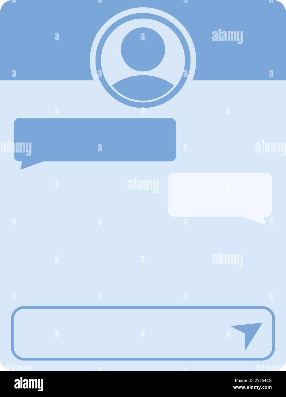 Minimalist illustration featuring a smartphone displaying an instant messaging application interface, emphasizing communication and digital connection Stock Vector