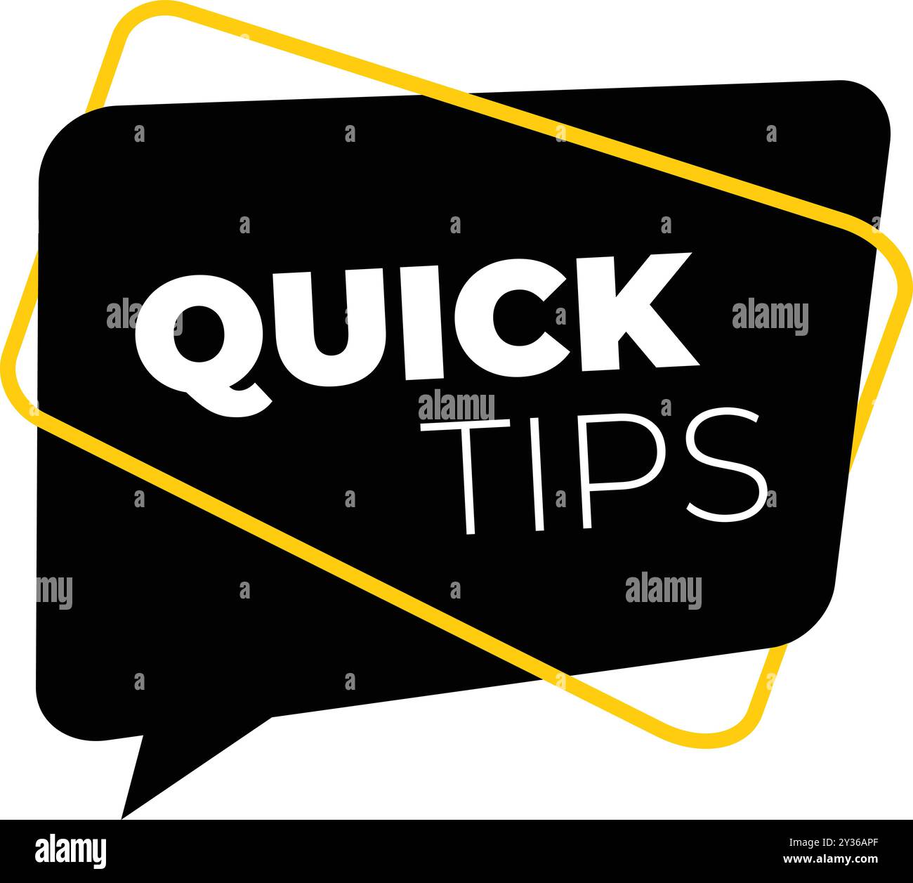 Black speech bubble with quick tips text inside, isolated on white background Stock Vector