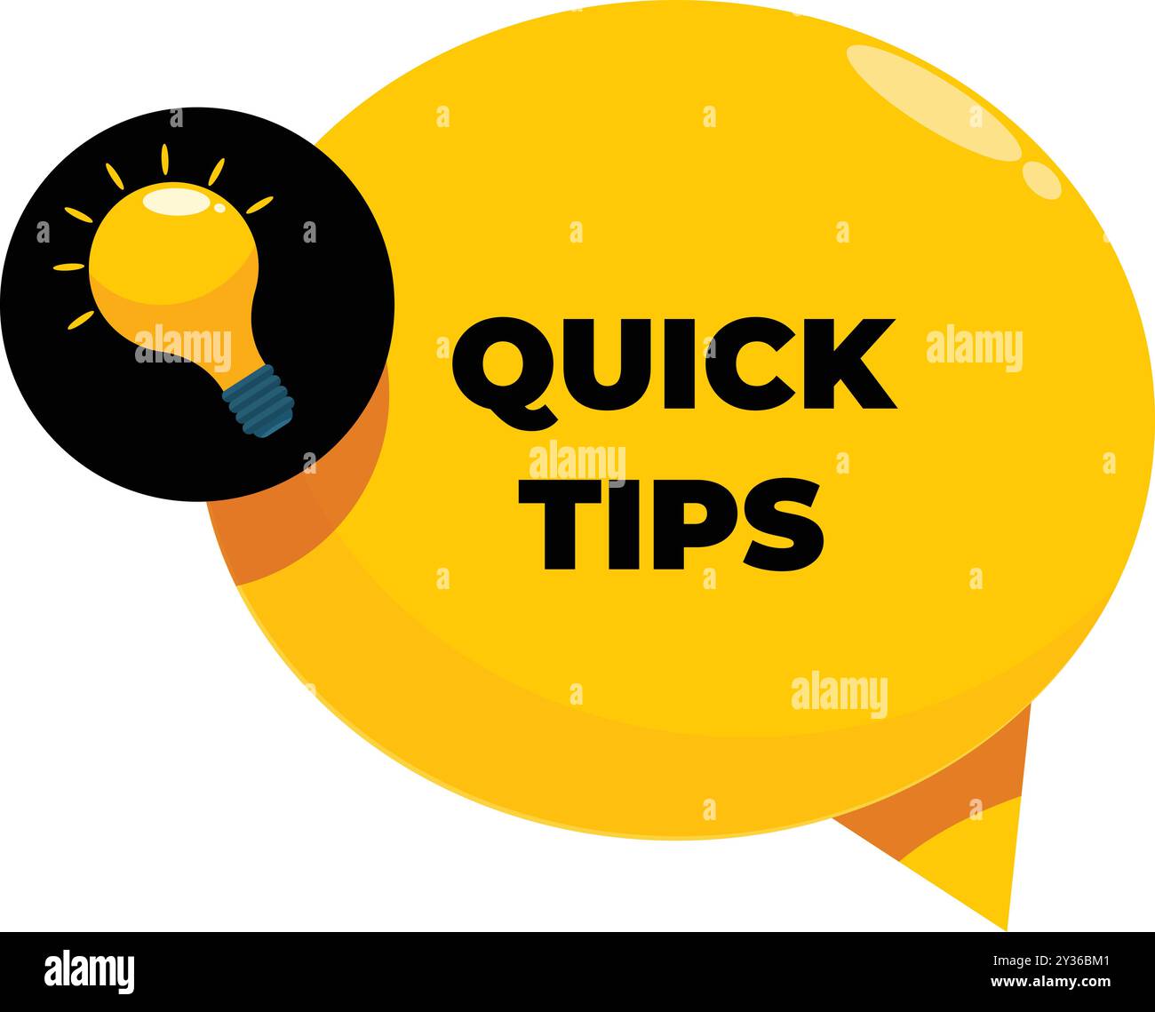 Yellow speech bubble suggesting someone is offering quick tips Stock Vector