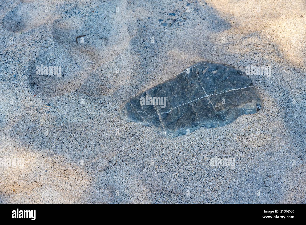 Rock buried in sand at California Big Sur beach shore Stock Photo - Alamy