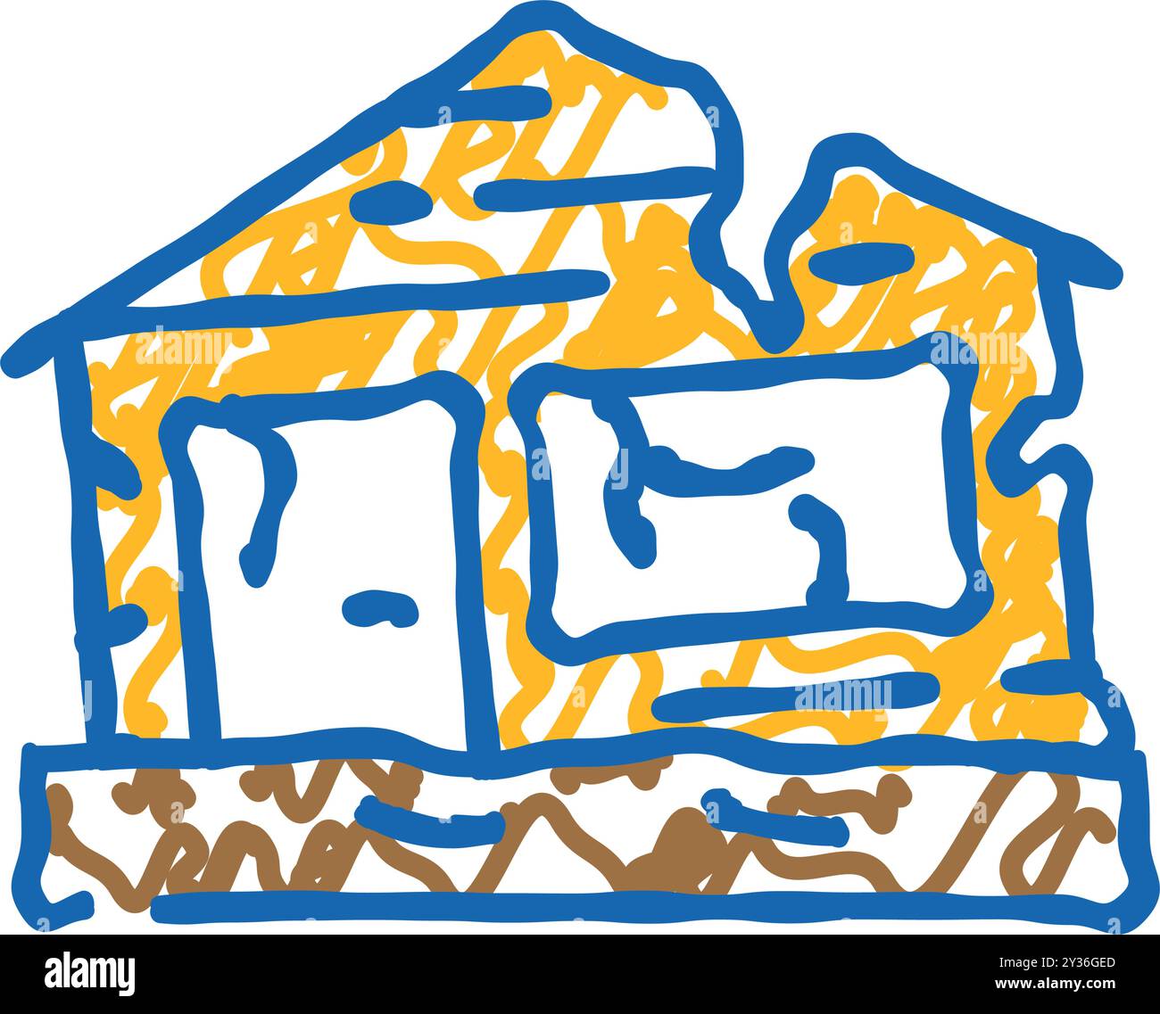 broken house disaster icon doodle illustration Stock Vector Image & Art ...