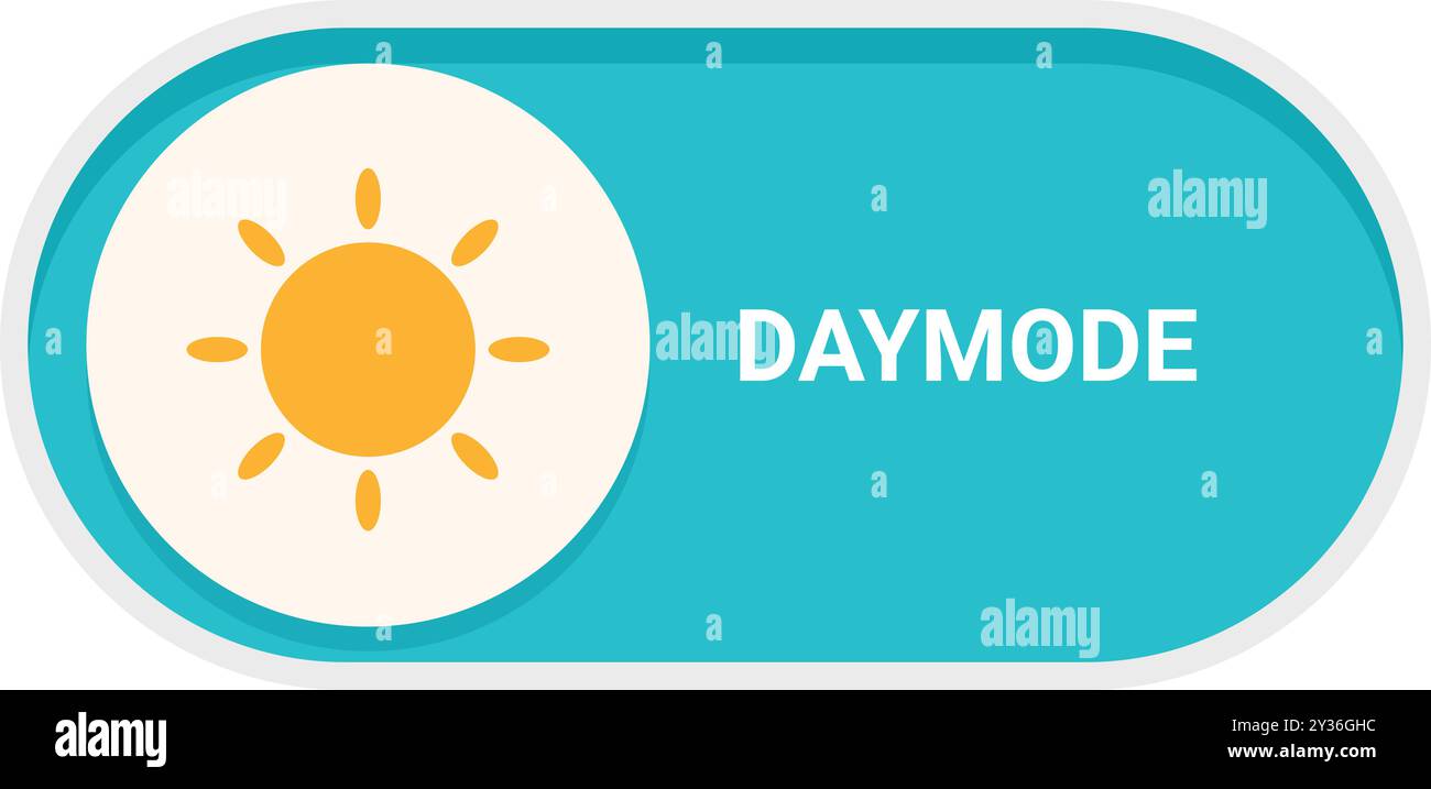 Day mode button activating daytime hours for website or app features Stock Vector