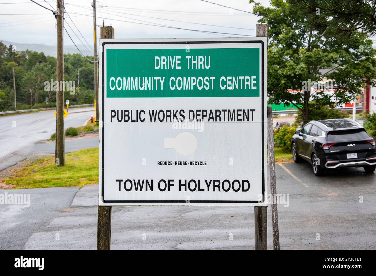 Public Works Department community compost centre sign in Holyrood ...