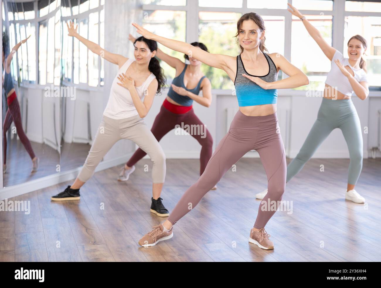 Funk jazz dancers practicing dance moves in studio Stock Photo