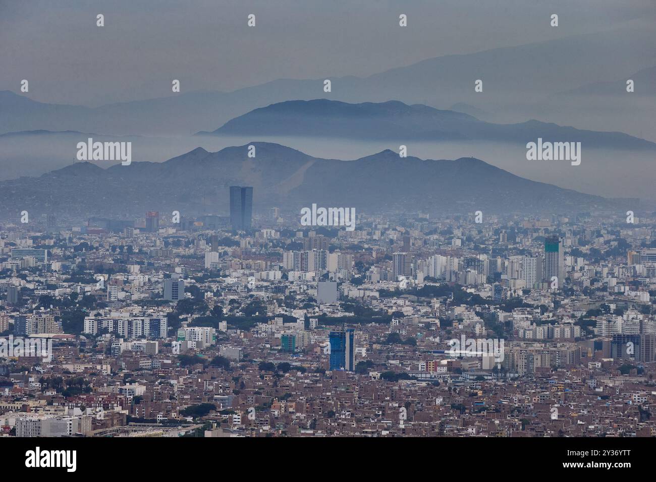 VIEW OF LIMA FROM EL MORRO SOLAR Stock Photo