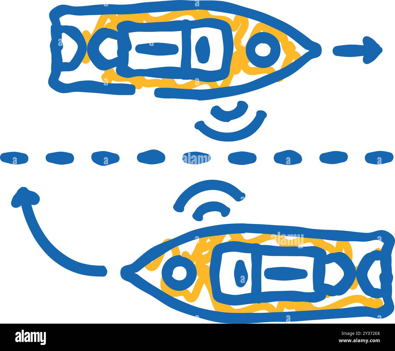 ship collision avoidance systems icon doodle illustration Stock Vector ...