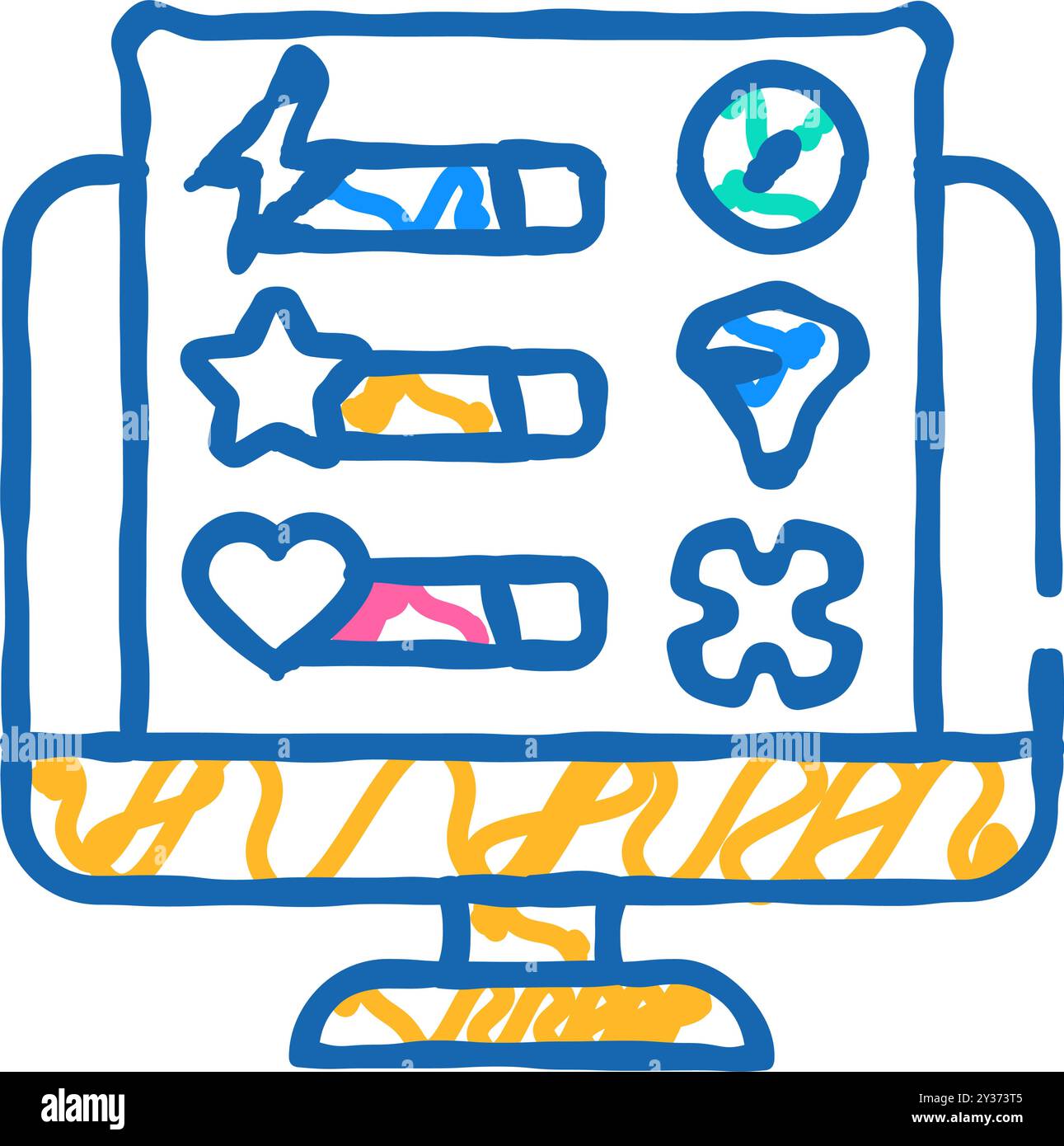 user interface design game development icon doodle illustration Stock ...
