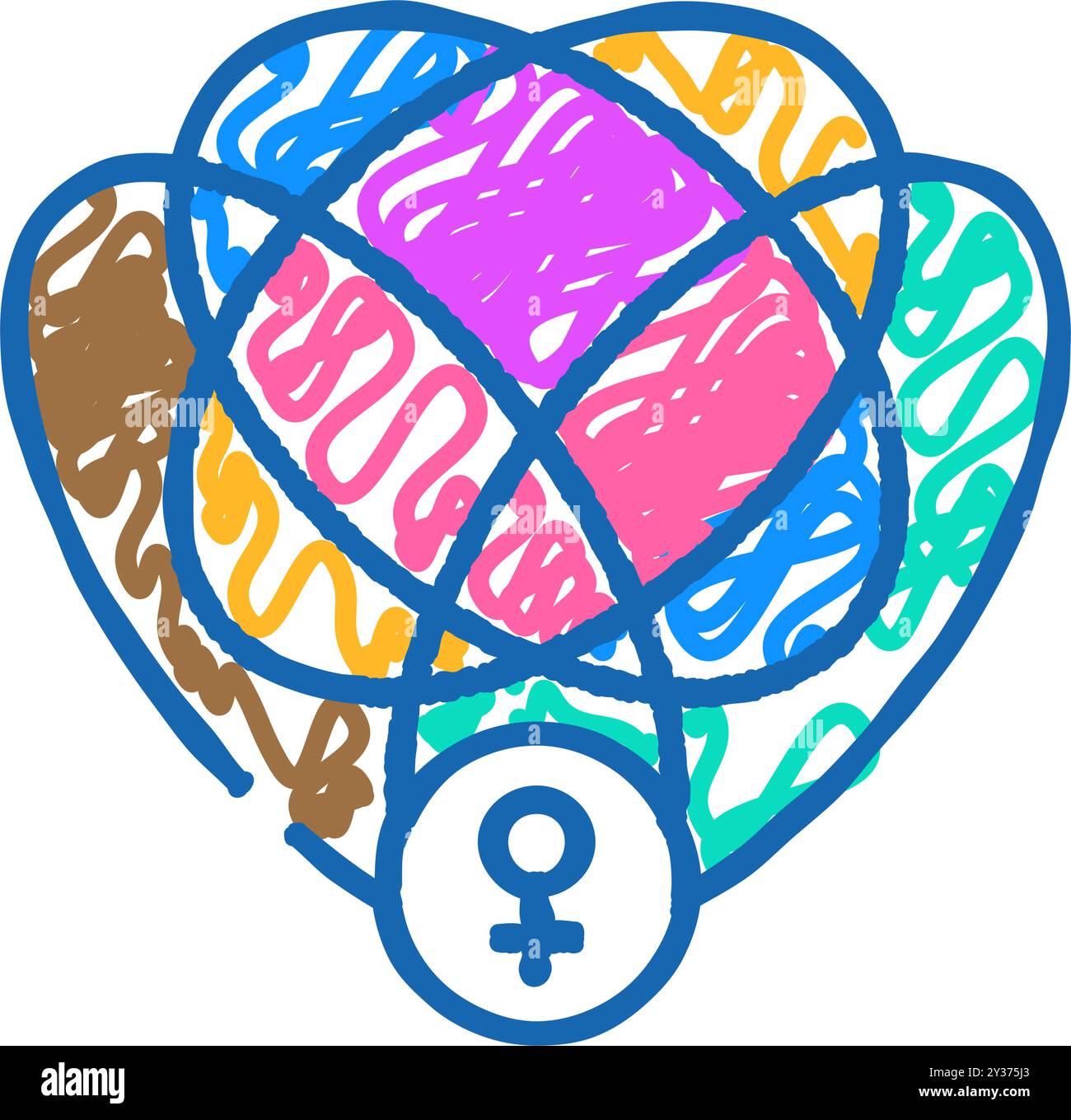 intersectional feminism woman icon doodle illustration Stock Vector ...