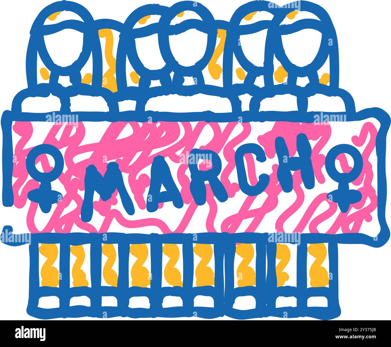 women march feminism woman icon doodle illustration Stock Vector Image ...