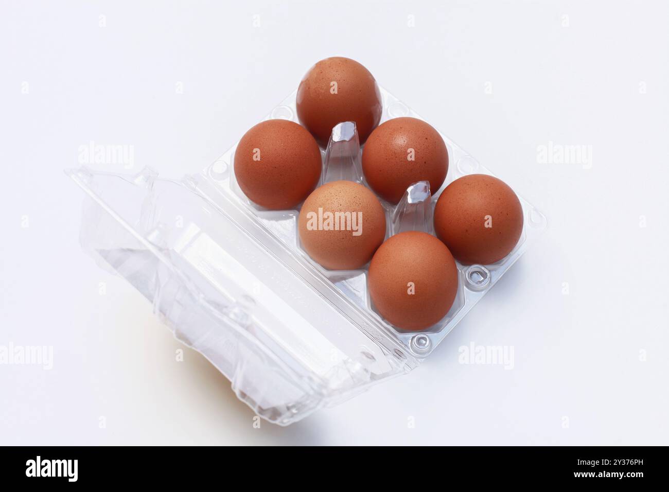 Half a dozen eggs in a cardboard carton stock photo alamy