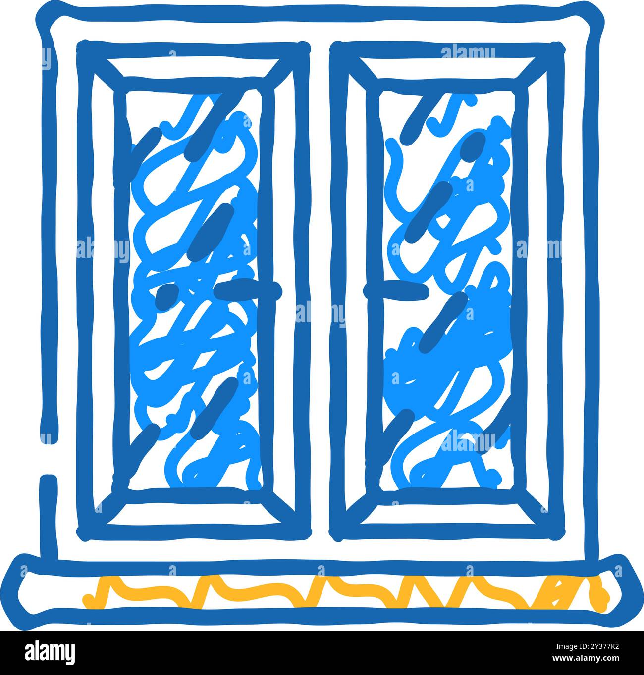Person hanging poster window Cut Out Stock Images & Pictures - Alamy