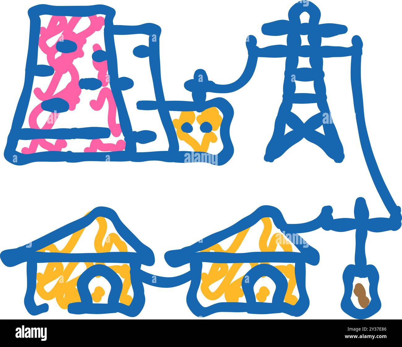 power grid nuclear energy icon doodle illustration Stock Vector Image ...