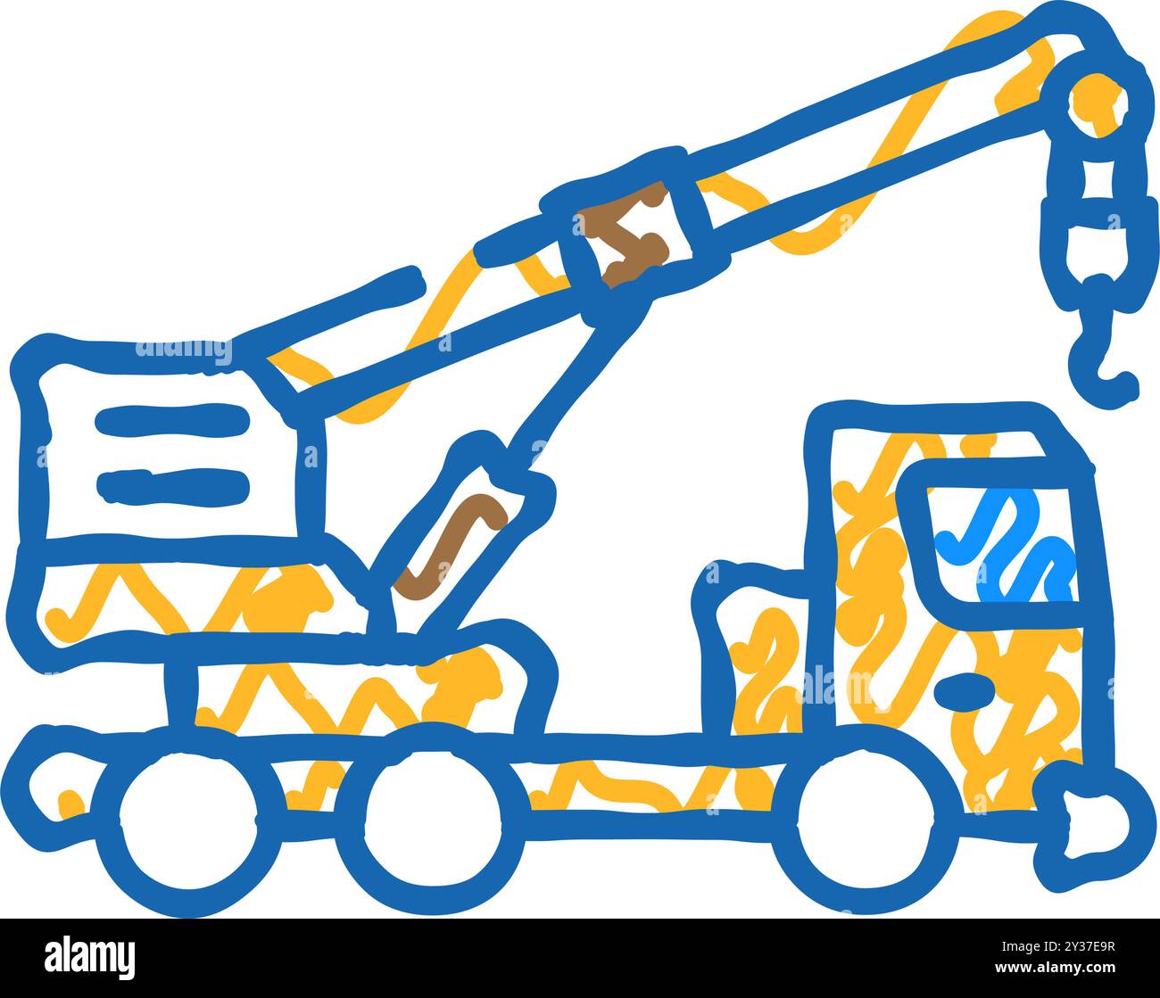 crane truck construction vehicle icon doodle illustration Stock Vector ...