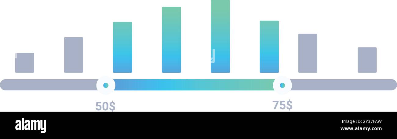 Price range is getting higher showing increasing value on gradient bar Stock Vector