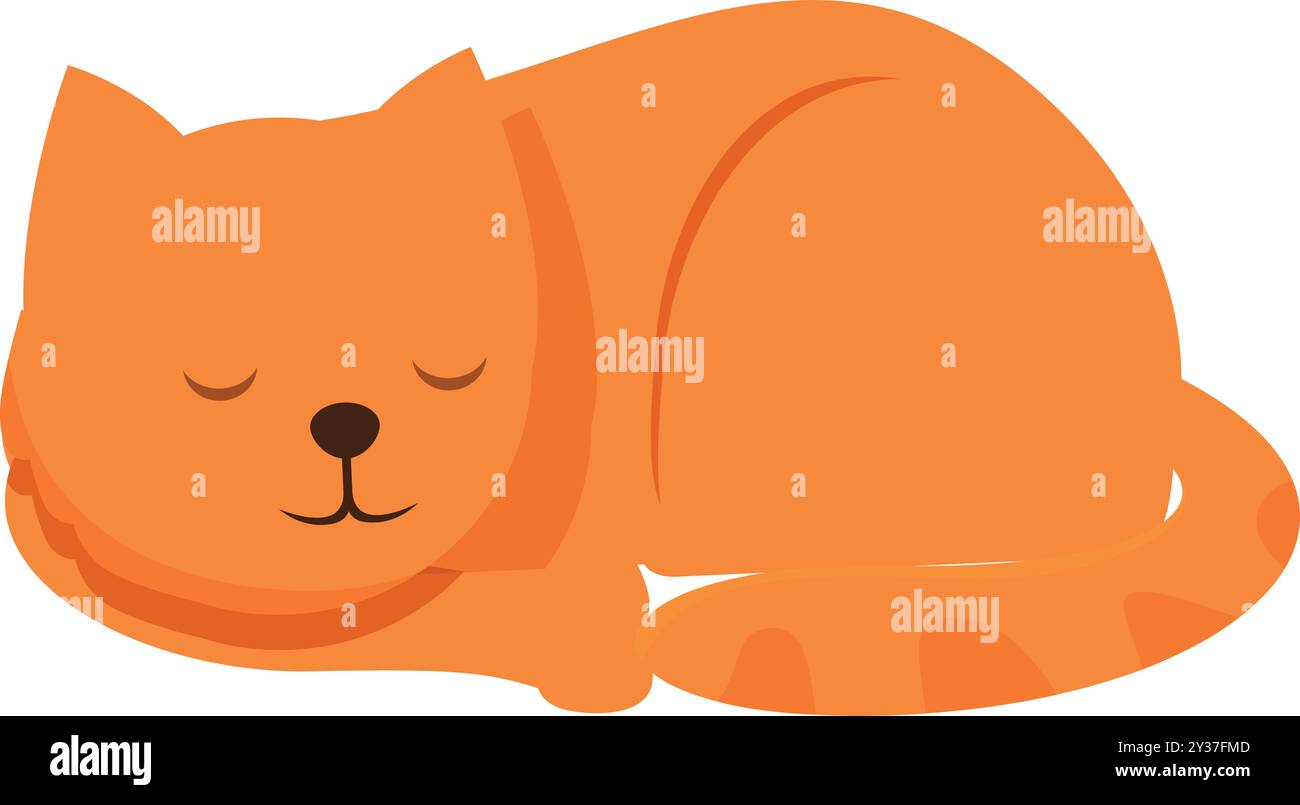 Adorable cartoon illustration of a ginger tabby cat sleeping peacefully ...
