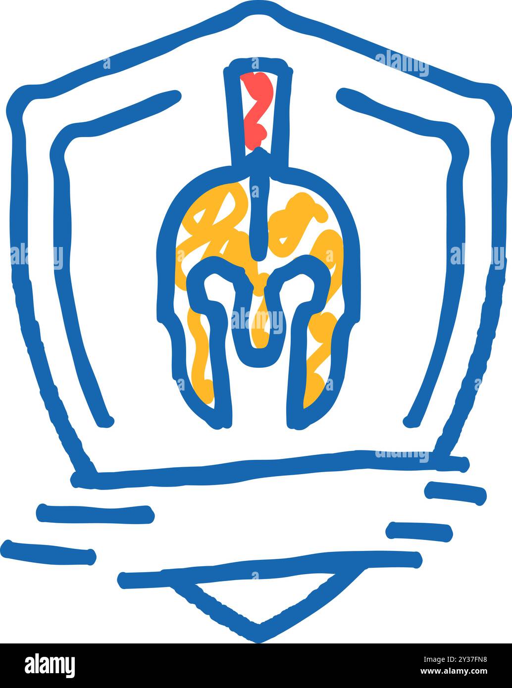 badge battle spartan roman icon doodle illustration Stock Vector Image ...