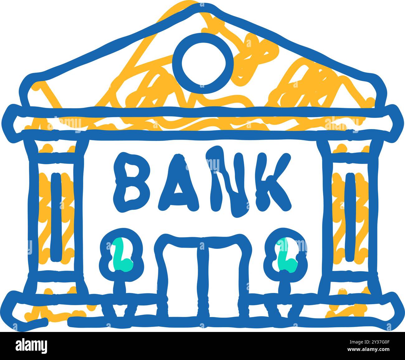 cityscape bank building icon doodle illustration Stock Vector Image ...