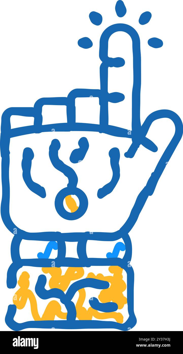 press click robot hand gesture icon doodle illustration Stock Vector ...