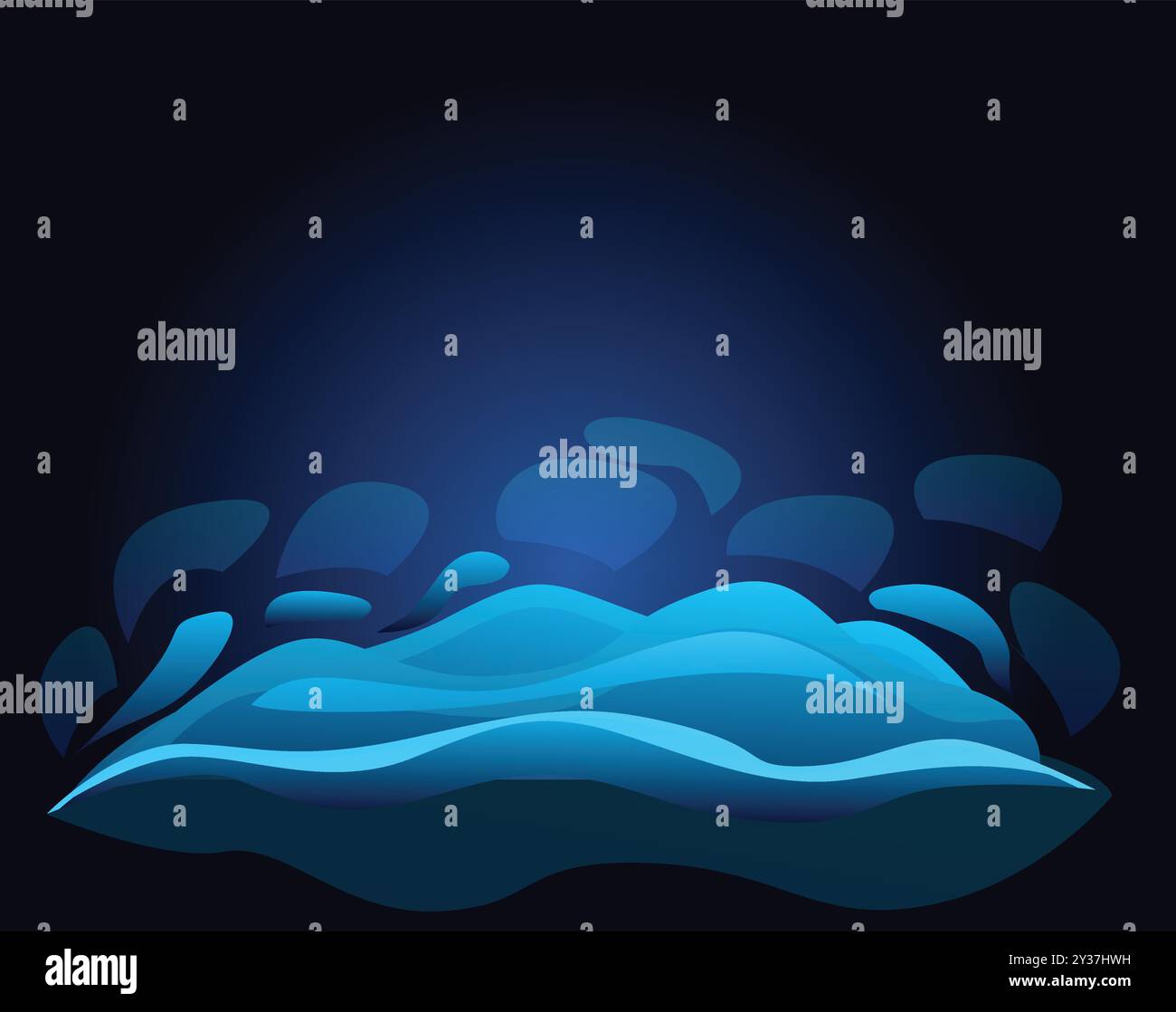 Abstract blue wave background flowing in dark space with a modern ...