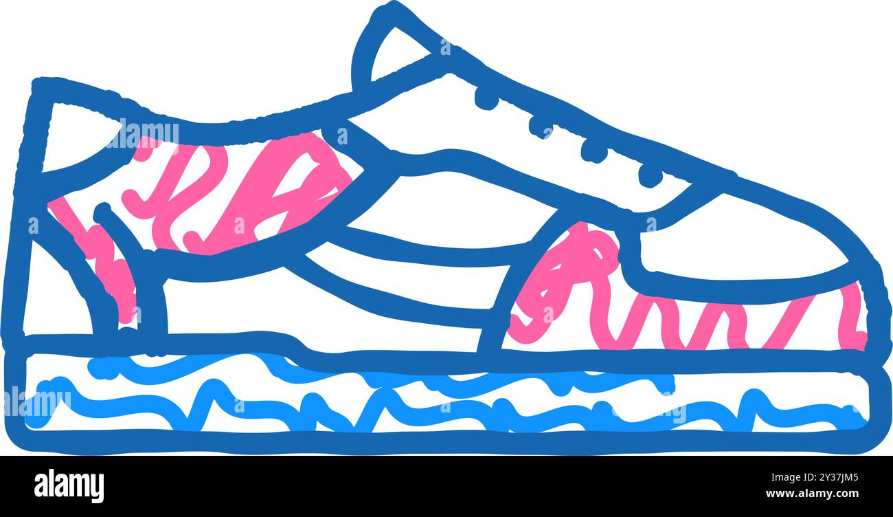 sneakers streetwear cloth fashion icon doodle illustration Stock Vector ...