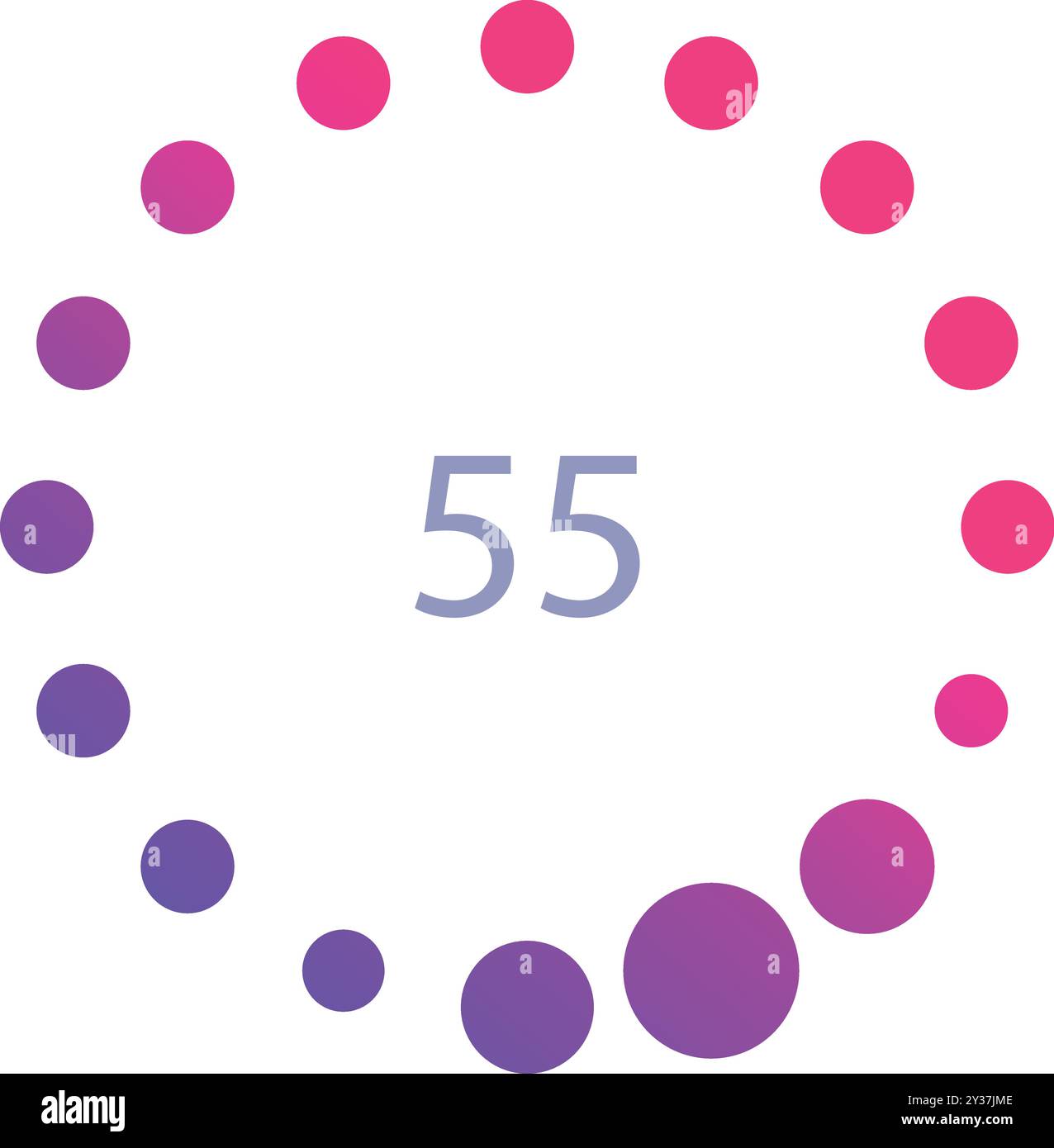 Circular loading bar is showing fifty five percent complete Stock Vector